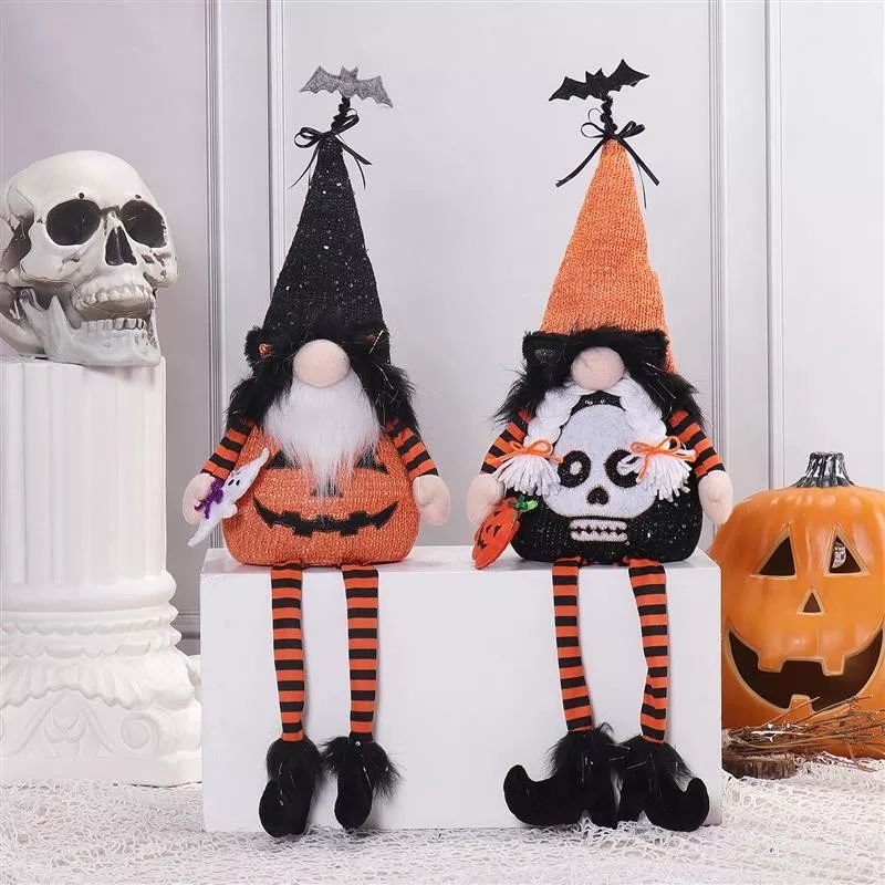23" Dangle Legs Halloween Gnome w/ Multi Color ...