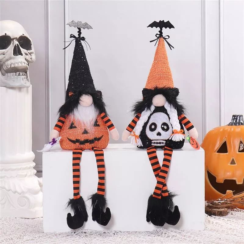 20" Dangle Legs Halloween Gnome w/ Multi Color ...