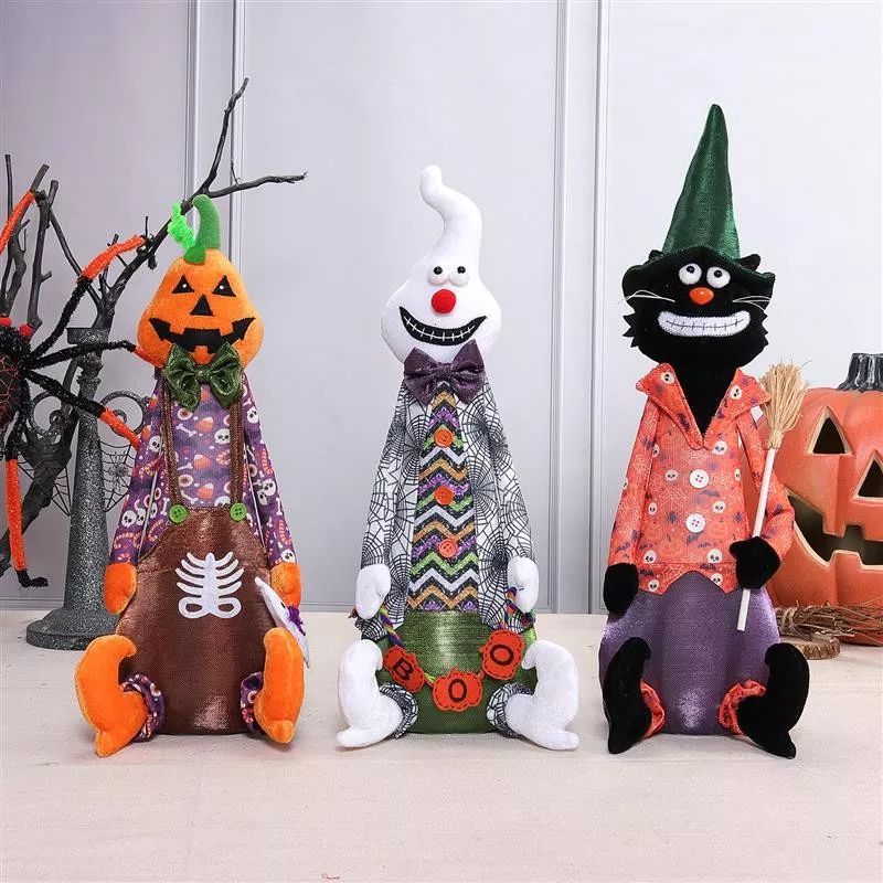 17"/18"/20" Sitting Pumpkin Ghost Black Cat w/ ...