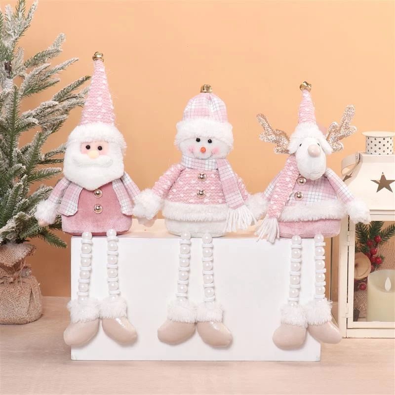 Père Noël, bonhomme de neige et cerf, pattes perlées, 18"/16", 17 x 6 x 46/41 cm/17 x 10 x 41 cm, 285 g
