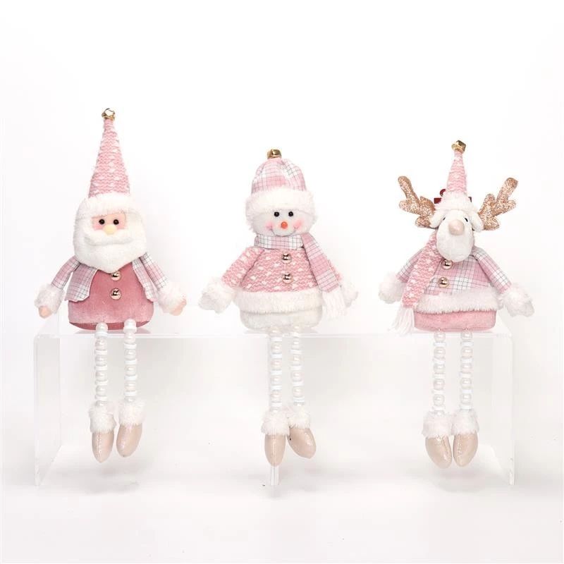 Père Noël, bonhomme de neige et cerf, pattes perlées, 18"/16", 17 x 6 x 46/41 cm/17 x 10 x 41 cm, 285 g