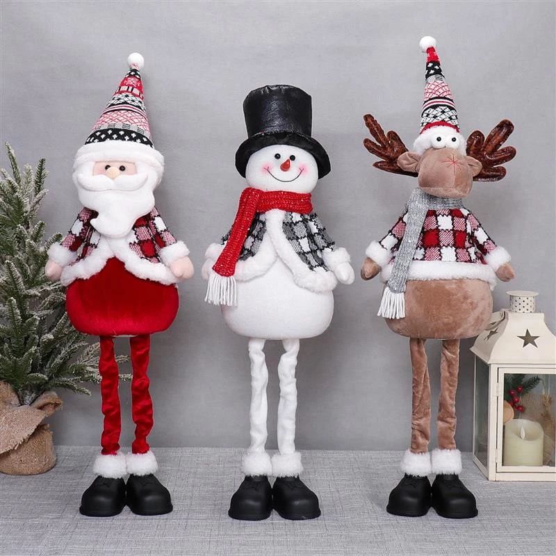 Père Noël, bonhomme de neige et cerf flexibles de 86 cm/71 cm avec lumière chaude