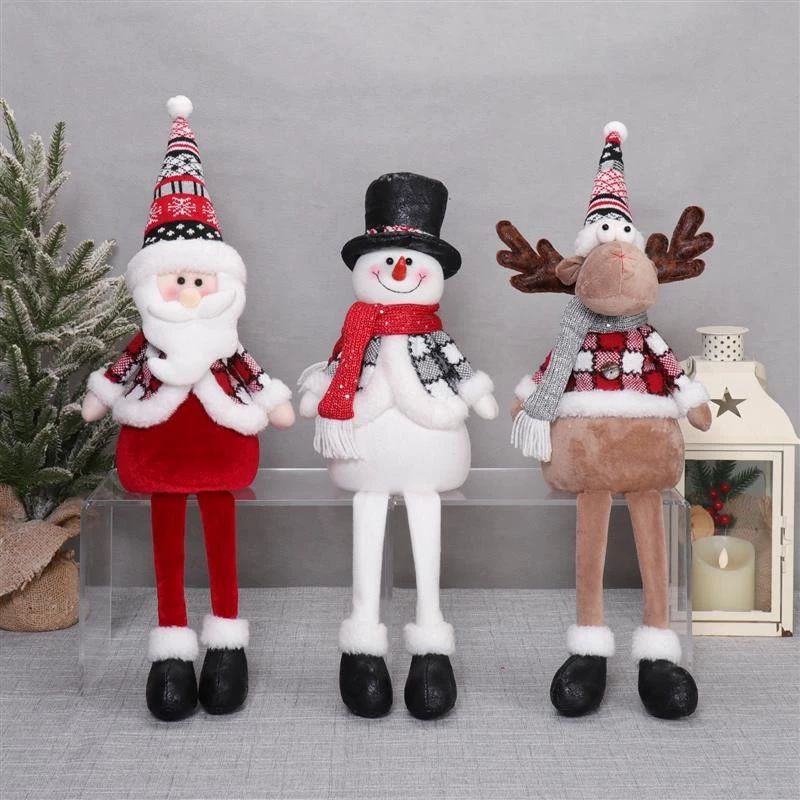 Père Noël, bonhomme de neige et cerf à pattes pendantes (27"/22"/26") avec lumière chaude