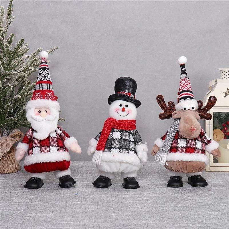 Père Noël musical dansant, bonhomme de neige et cerf avec lumière chaude (16,5 po/13 po/15,5 po).
