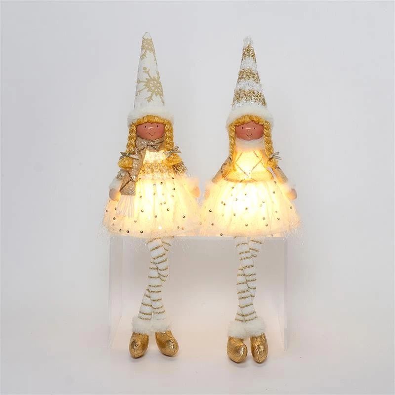 Poupée fille aux jambes pendantes de 58 cm avec lumière chaude, 14 x 9 x 59 cm, 190 g