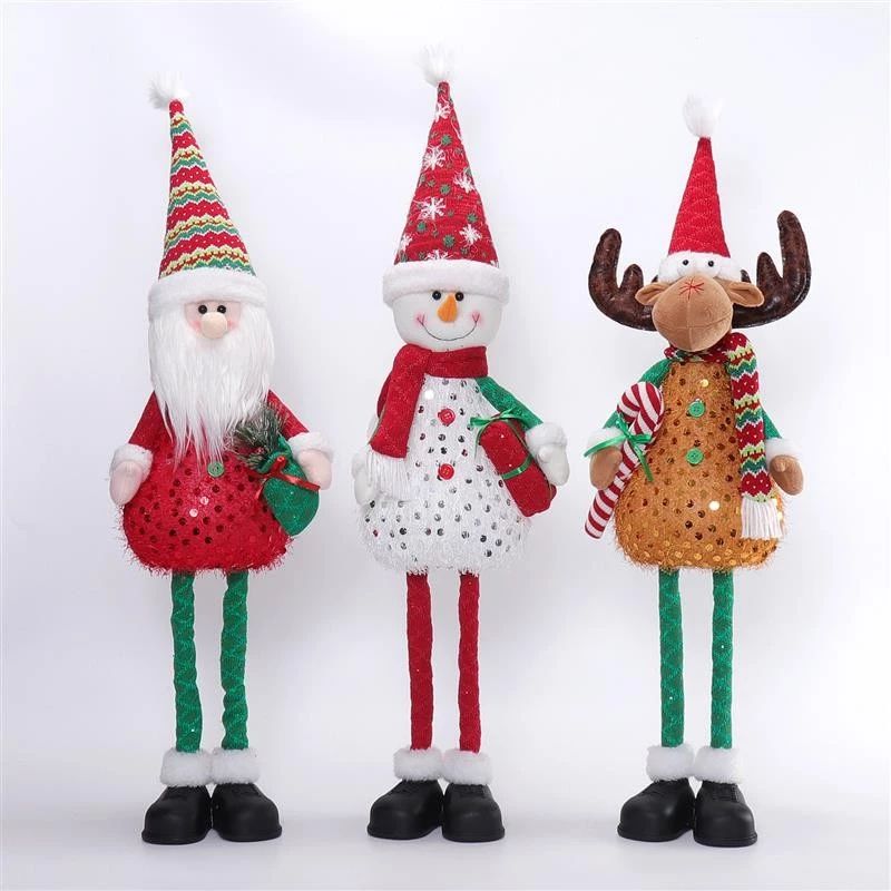 Père Noël, bonhomme de neige et cerf flexibles de 35/33 pouces avec lumière chaude