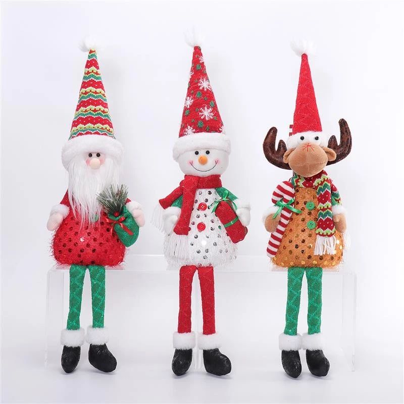 Père Noël, bonhomme de neige et cerf à pattes pendantes de 71 cm avec lumière chaude