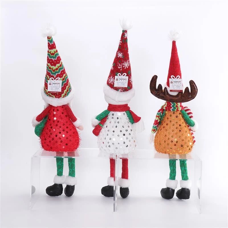 Père Noël, bonhomme de neige et cerf à pattes pendantes de 71 cm avec lumière chaude