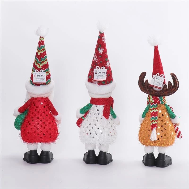 Père Noël, bonhomme de neige et cerf debout (58 cm) avec lumière chaude