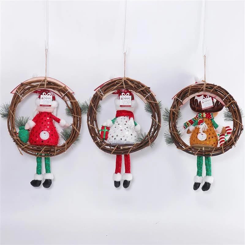 13x19" Wreath Santa Snowman Deer w/ Warm Light