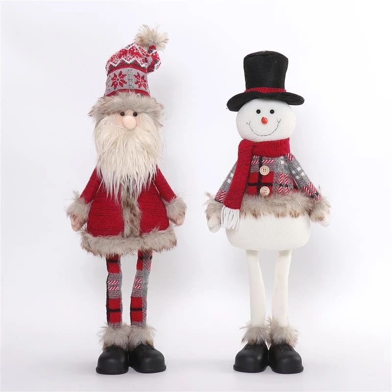 Père Noël bonhomme de neige debout de 71 cm/58 cm avec lumière chaude