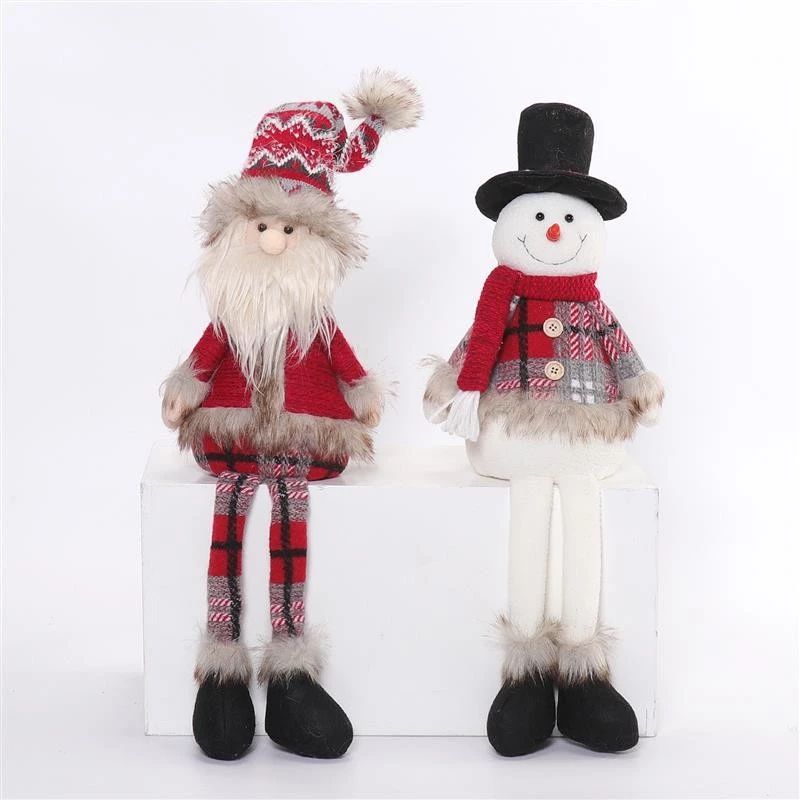 Père Noël bonhomme de neige à jambes pendantes 24"/19" avec lumière chaude