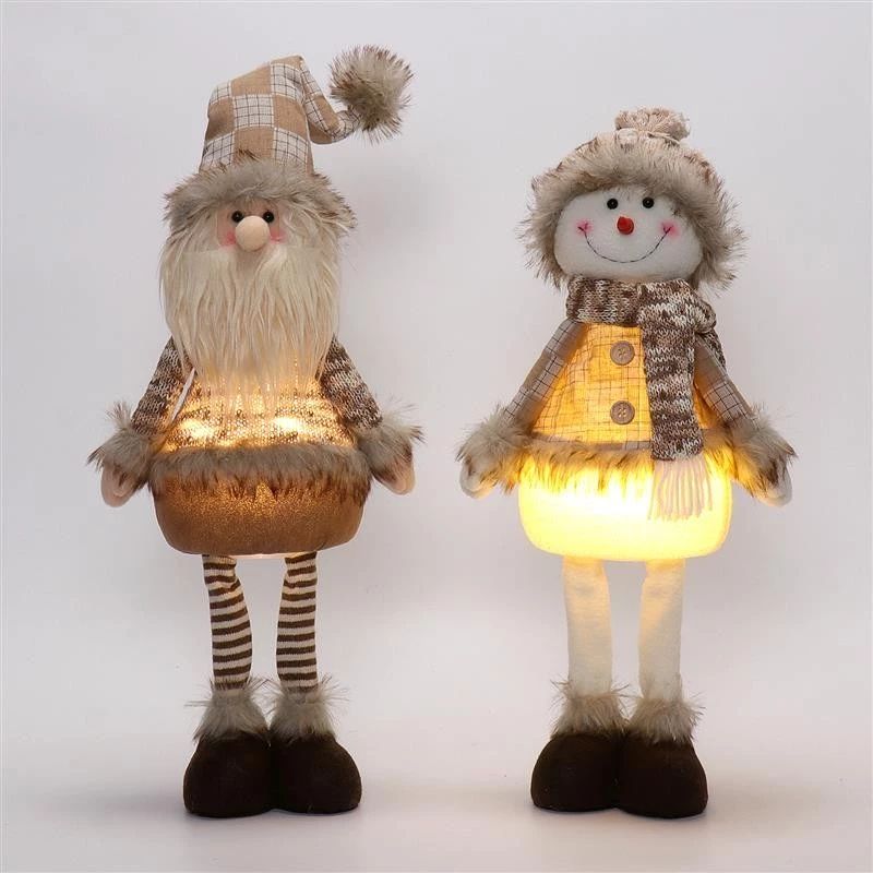 Père Noël bonhomme de neige debout de 68,5 cm/51 cm avec lumière chaude