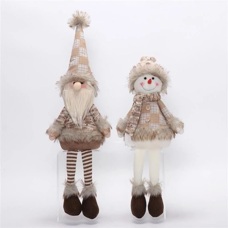 Père Noël bonhomme de neige à jambes pendantes de 23"/19" avec lumière chaude