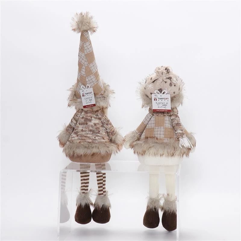 Père Noël bonhomme de neige à jambes pendantes de 23"/19" avec lumière chaude