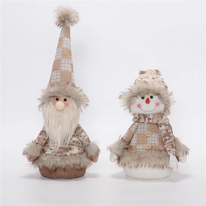 Père Noël bonhomme de neige 16"/10" avec lumière chaude