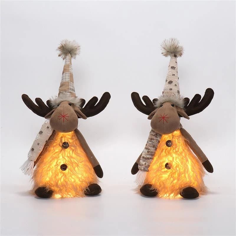 Cerf assis de 43 cm avec lumière chaude