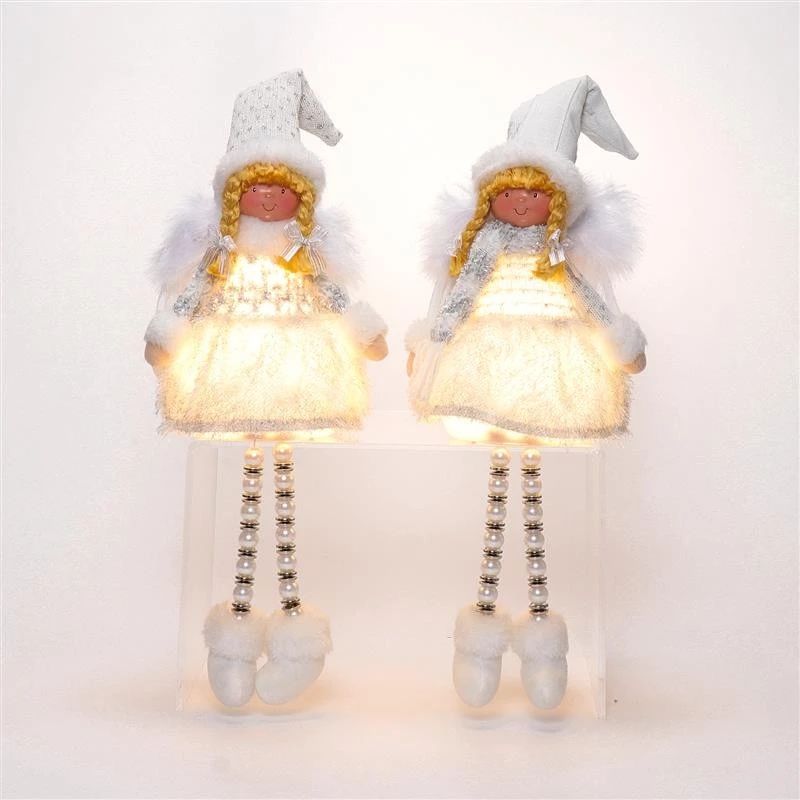 21" Beaded Legs Angel w/ Warm Light