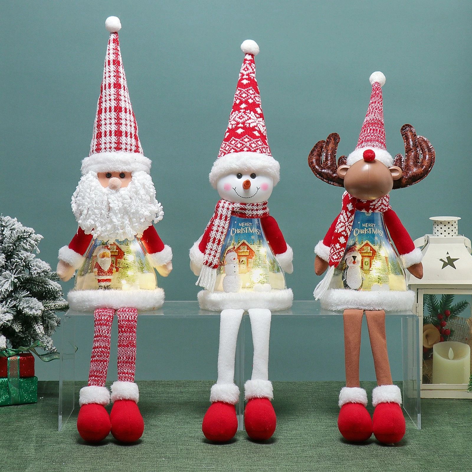 29"/28" Dangle Legs Santa Snowman Deer w/ Warm ...