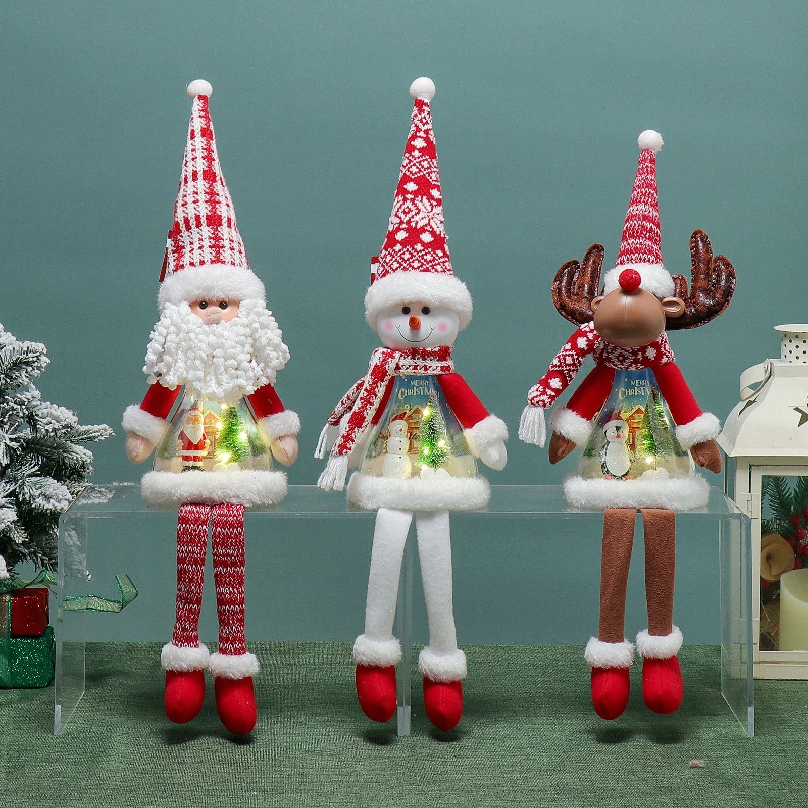 24"/22" Dangle Legs Santa Snowman Deer w/ Warm ...