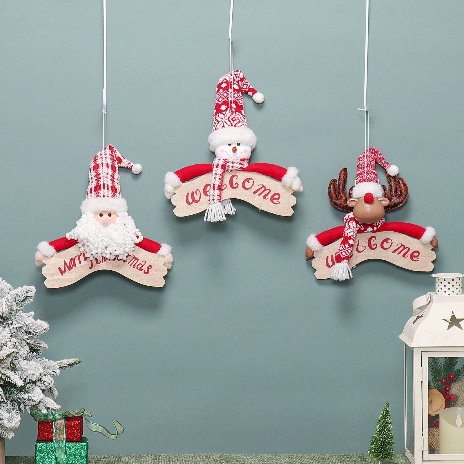 14"/13" Hug Wordboard Santa Snowman Deer w/ War...