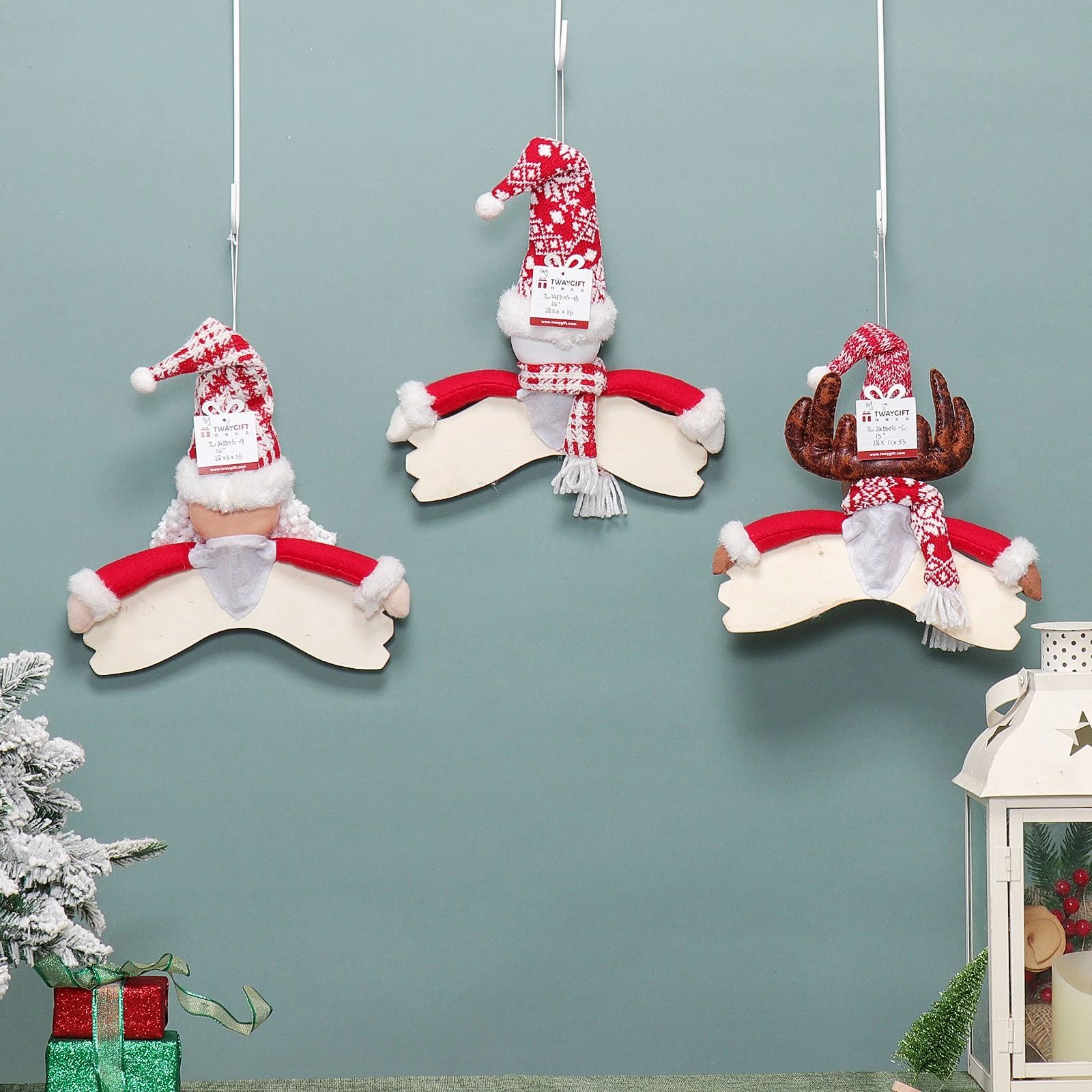 Tableau lumineux 14"/13" avec Père Noël, bonhomme de neige et cerf