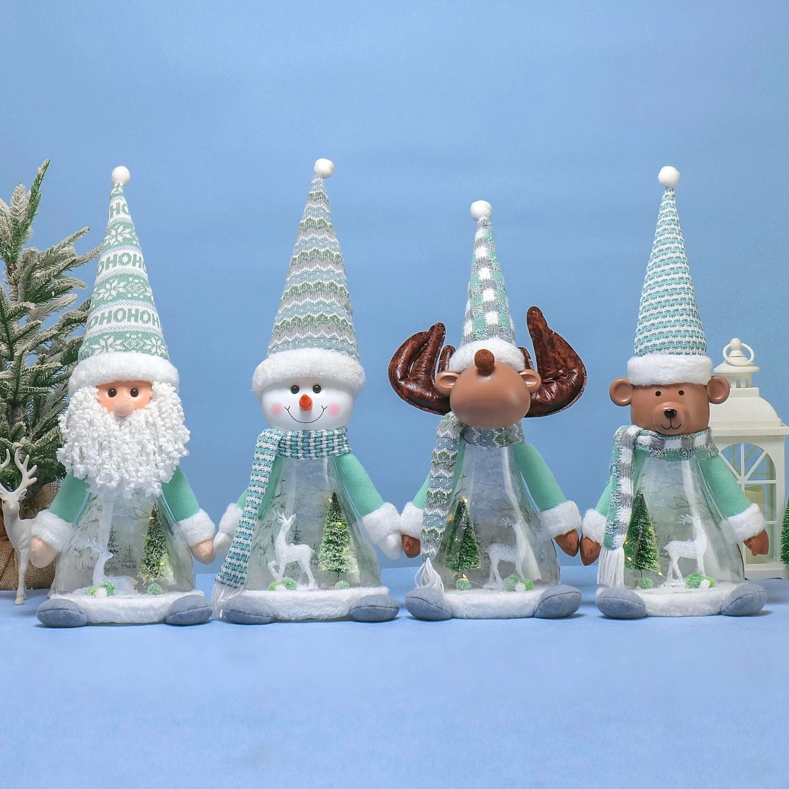 15"/14" Sitting Santa Snowman Deer Bear w/ Ligh...