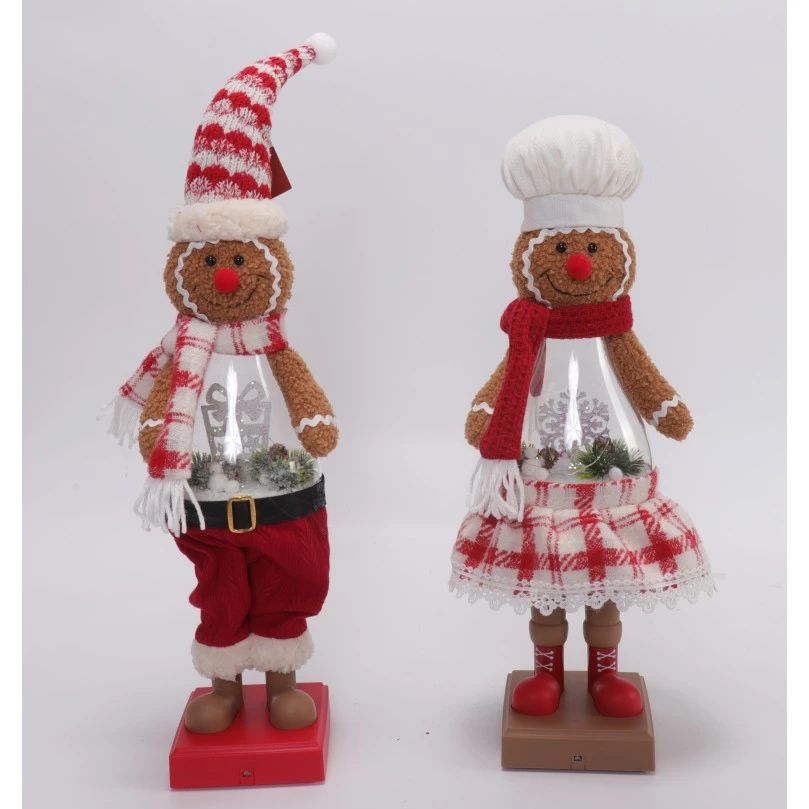 34"/26" Standing Gingerbread w/ Lighting Scene