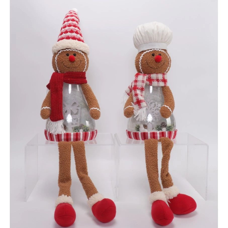 35"/28" Dangle Legs Gingerbread w/ Lighting Scene