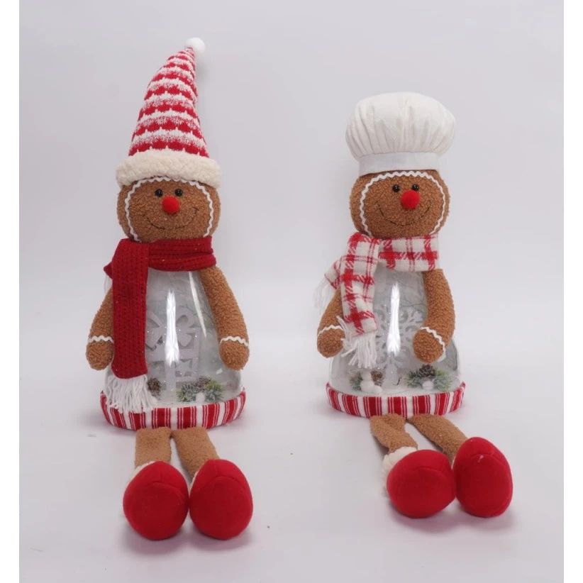 28"/22" Dangle Legs Gingerbread w/ Lighting Scene