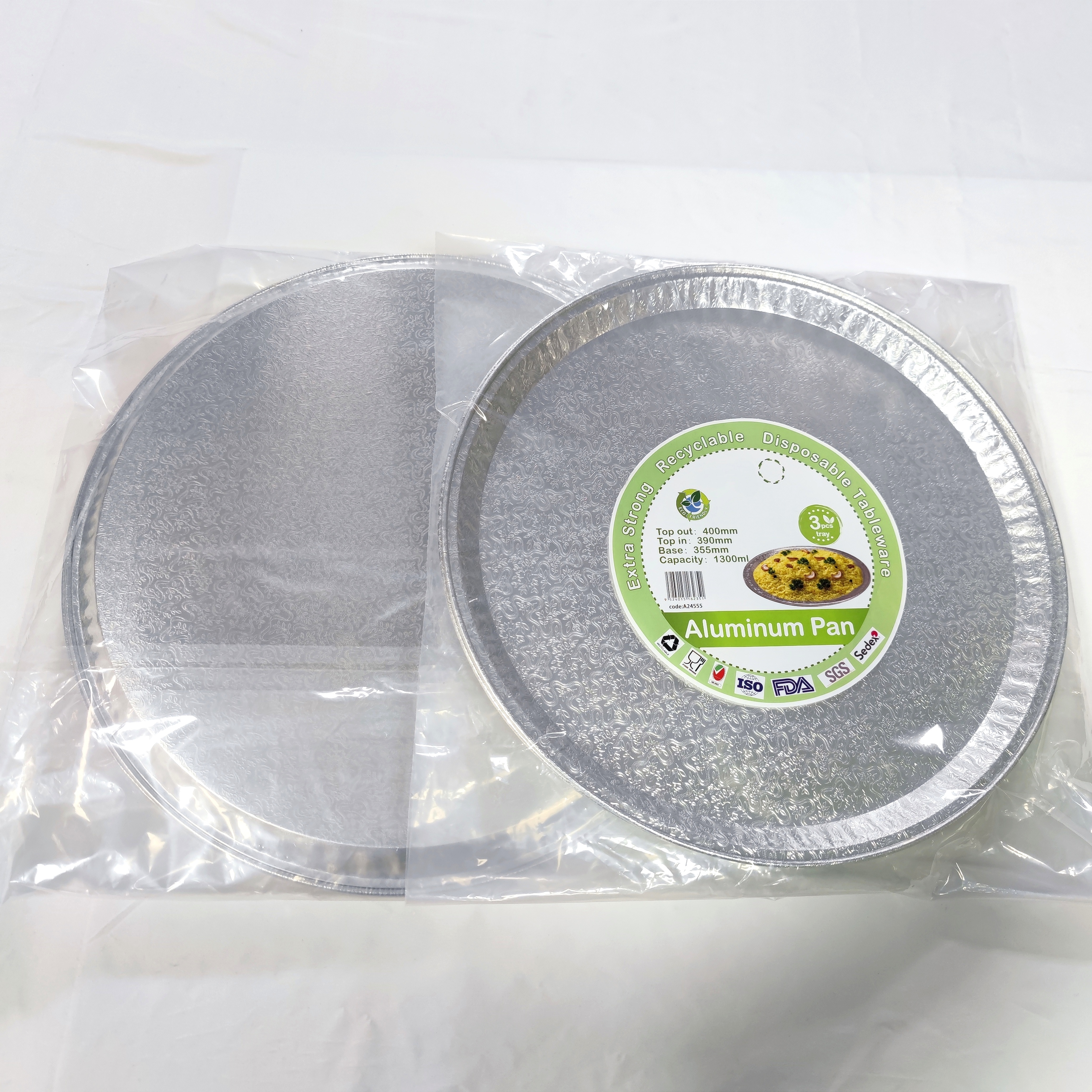 Round  12 16 18 embossing round serving foil tray with PS pla (5)