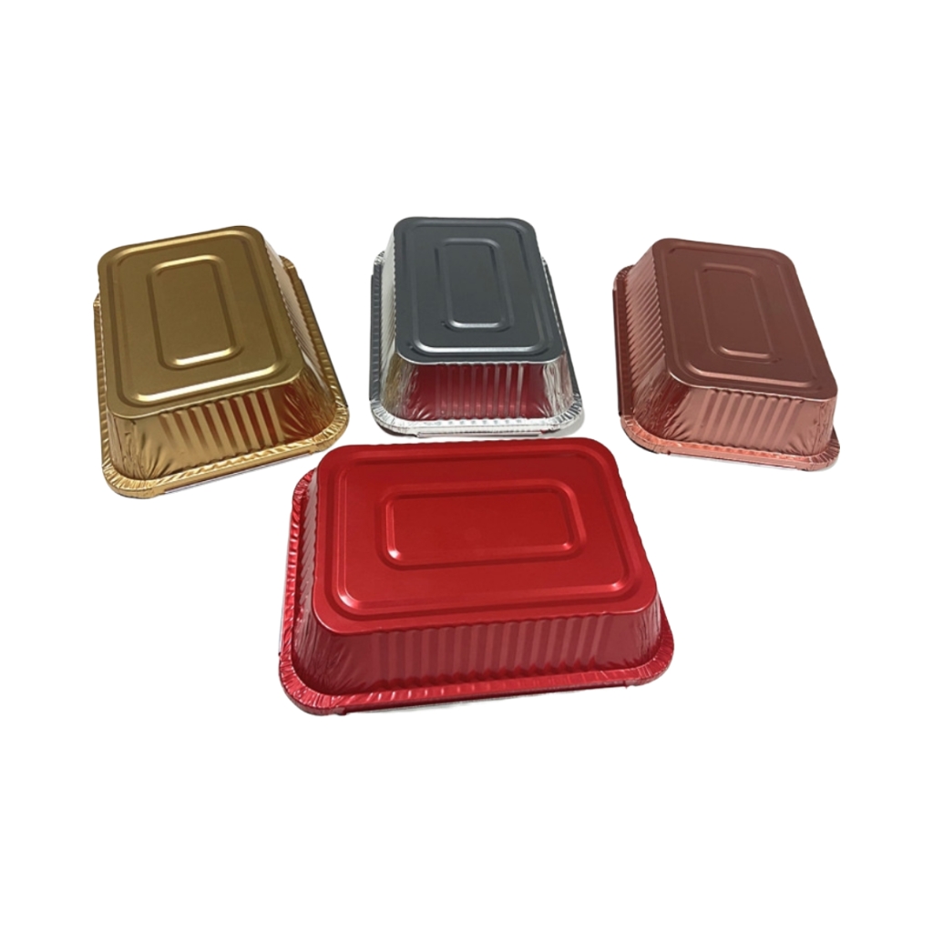 Rectangle 1000ml takeout aluminum foil food container+lids