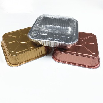 8inch square takeout aluminum foil baking trays+dome lids (500 count) -Silver&gold&red&rosegold
