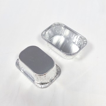 Custom 100ml Retangle Colored Foil Cake Pans Food Grade Party Serving Aluminium Foil Baking Cup With PET Lid