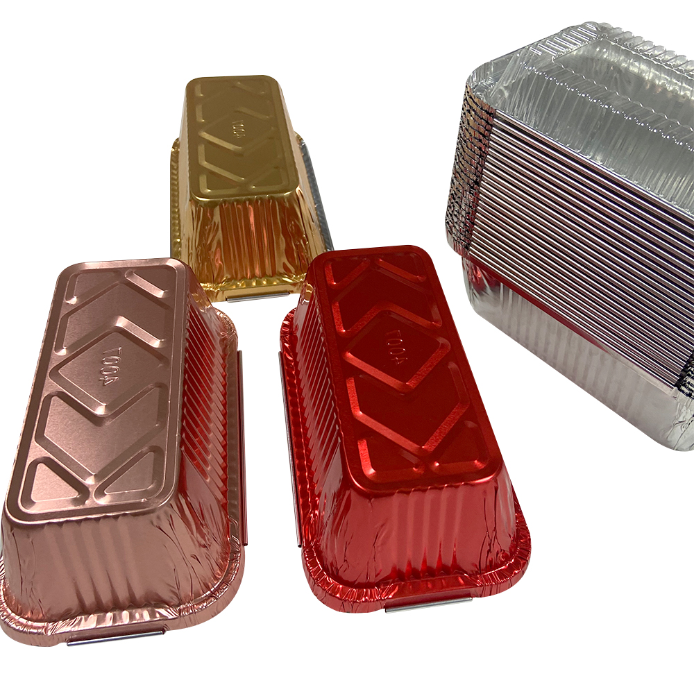 500mL/16.7 OZ Rectangular aluminum foil baking tray with PET lid