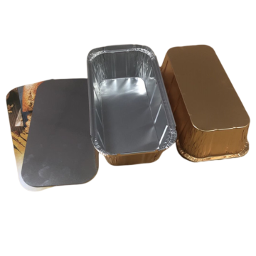 800ml Heavy Duty Rectangular Silver Takeaway Box Disposable Aluminum Foil Container with Lids for Food Backing
