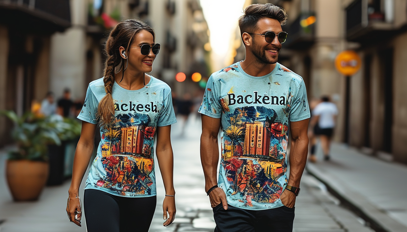 Barcelona Tshirt For Weekend Leisure Sports Activities