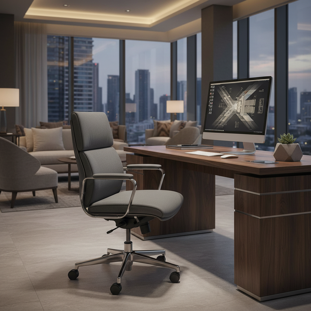 Grey Desk Chair For Luxury Hotel Business Centers