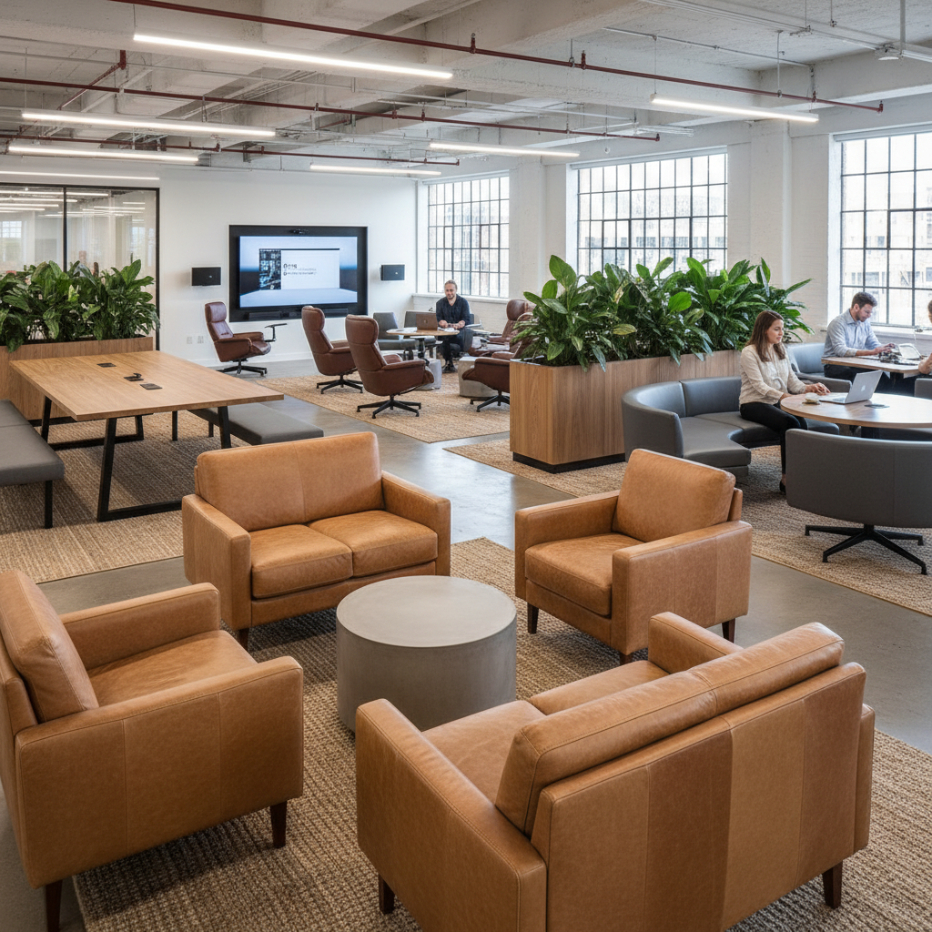 Leather Office Seats For Collaborative Coworking Spaces