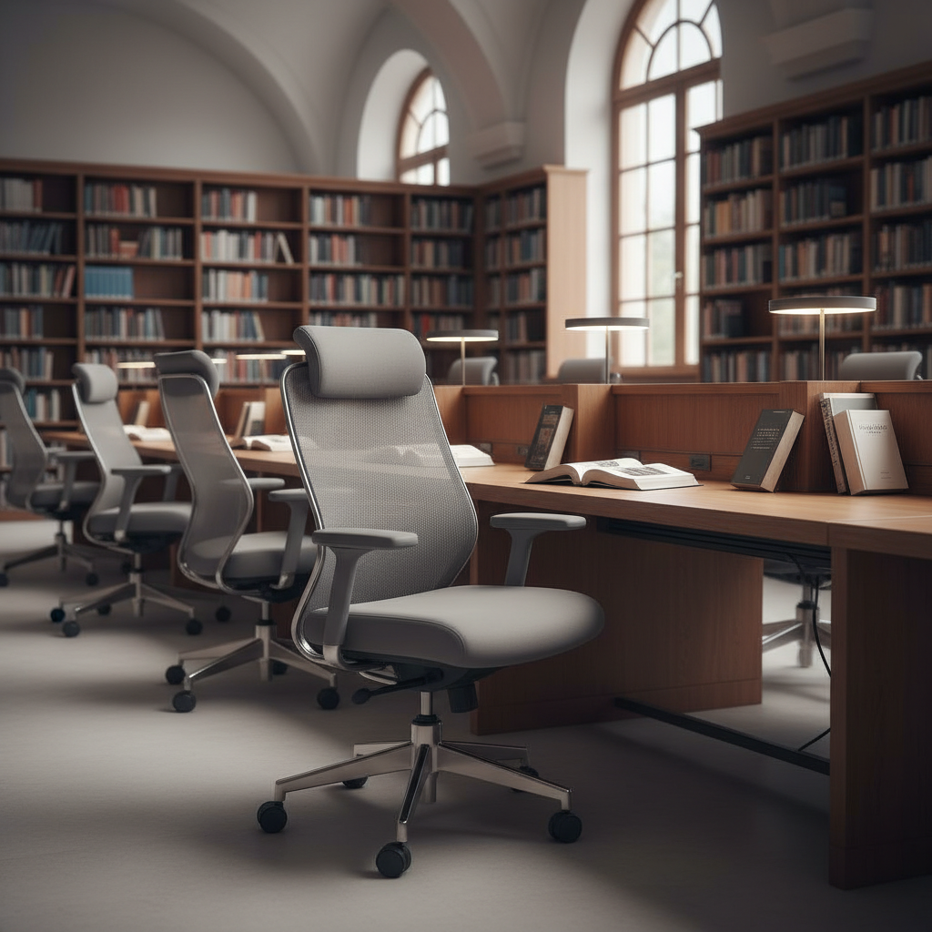 Grey Desk Chair For Library Study Zones