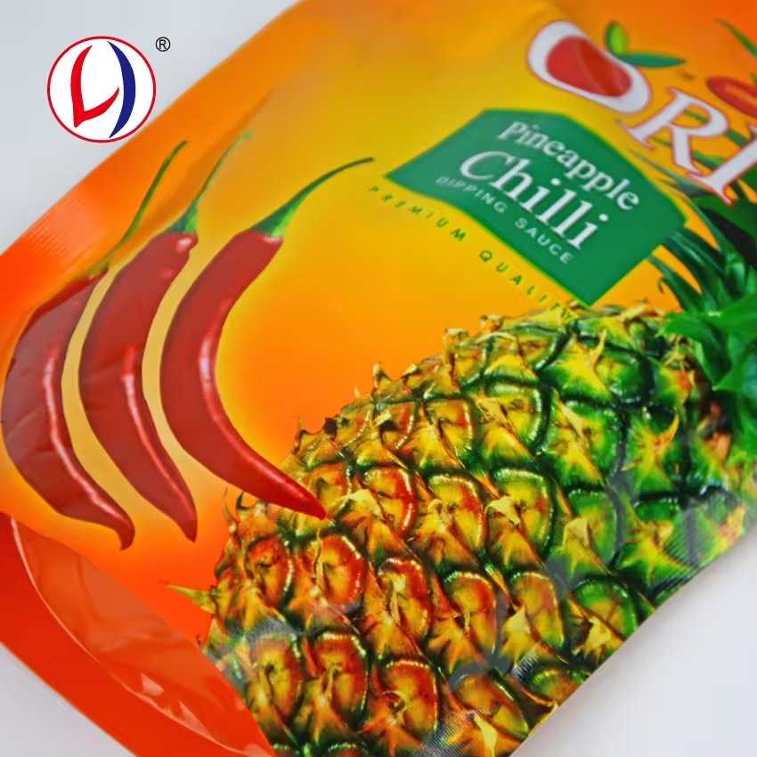 BRC Certified OEM Printing Logo Pineapple Chilli Sauce Packaging Pouch Sauce Spout Bag (2)25n