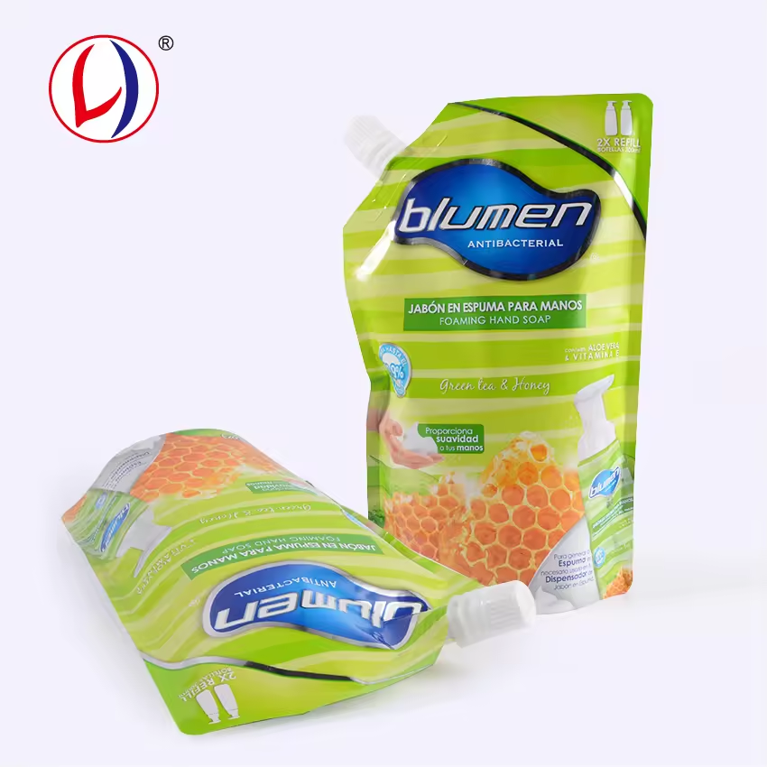 Custom Printed Plastic Cap Pouch Self Standing Types Of Packaging For Shampoo (2)9vx