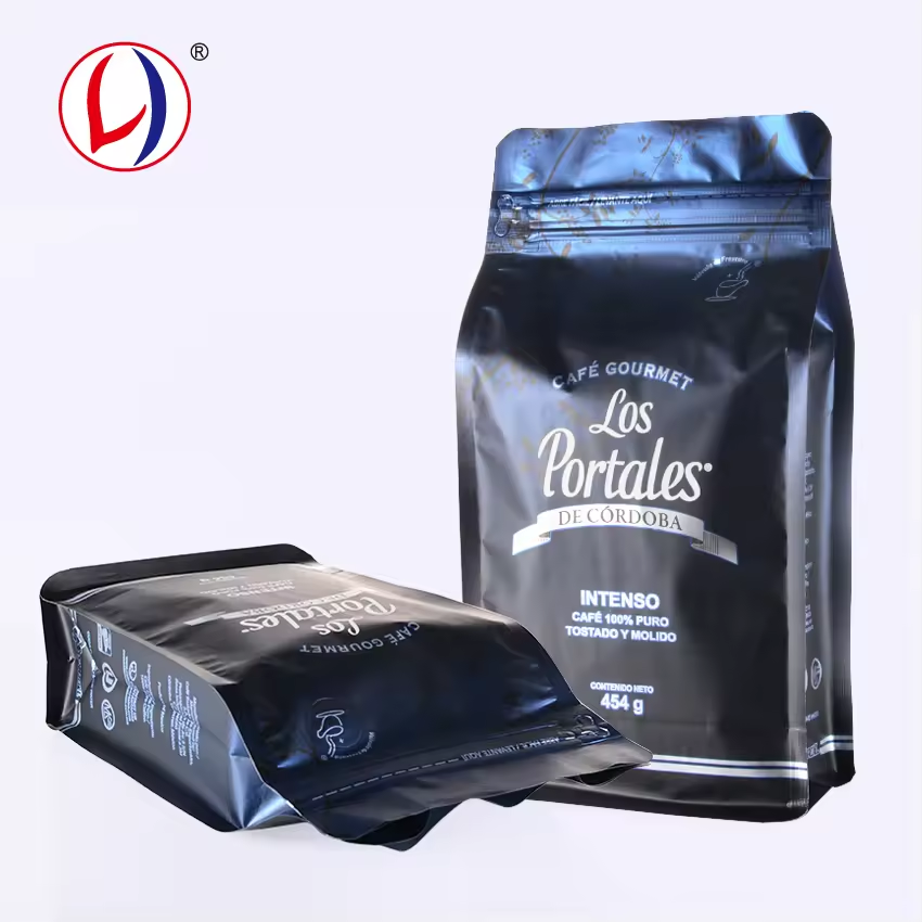 Customized Resealable Coffee Bag with Valve Flat Bottom Pouch with Zipper (6)o2c
