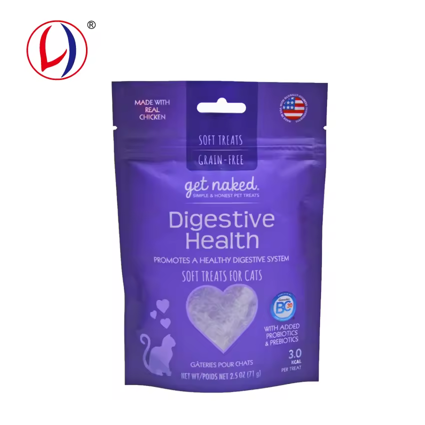 Cat Crunchy Treats Package Standing Zipper Bag with Window for Cat Food Packaging