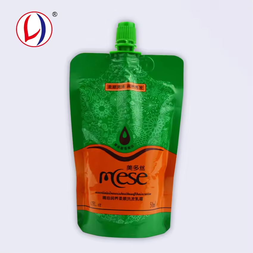 Custom Printed Plastic Cap Pouch Self Standing Types Of Packaging For Shampoo