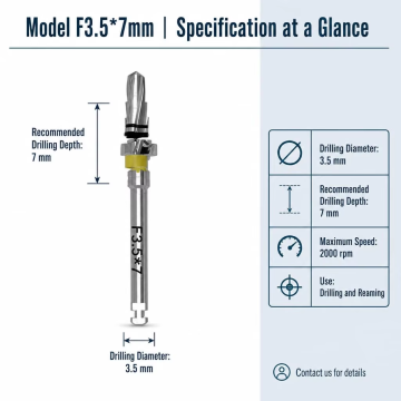 TiN-Coated Tapered Dental Implant Drill with Titanium Nitride Surface Finish for Extended Cutting Longevity