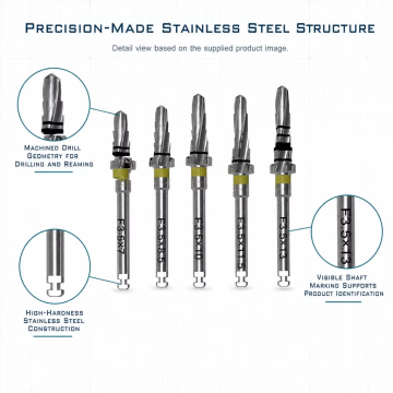 Complete Conical Implant Drill System with Modular Sterilization Cassette — Comprehensive Tapered Osteotomy Instrument Set