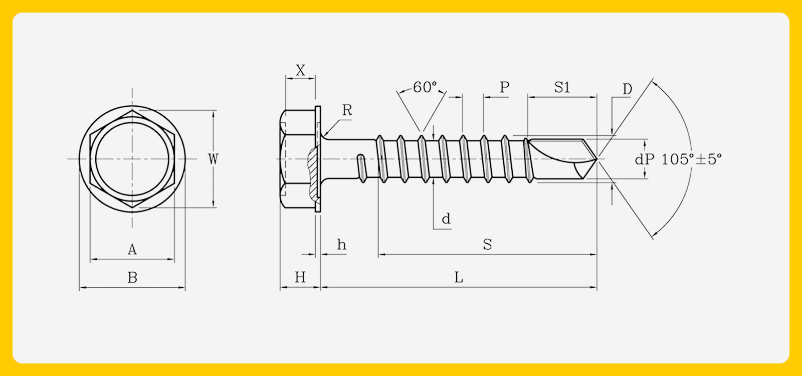 roofing screw drawing