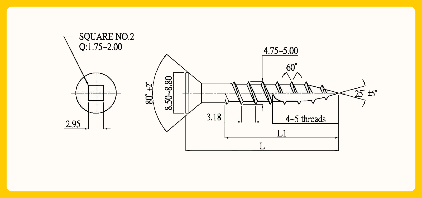 square head wood screw