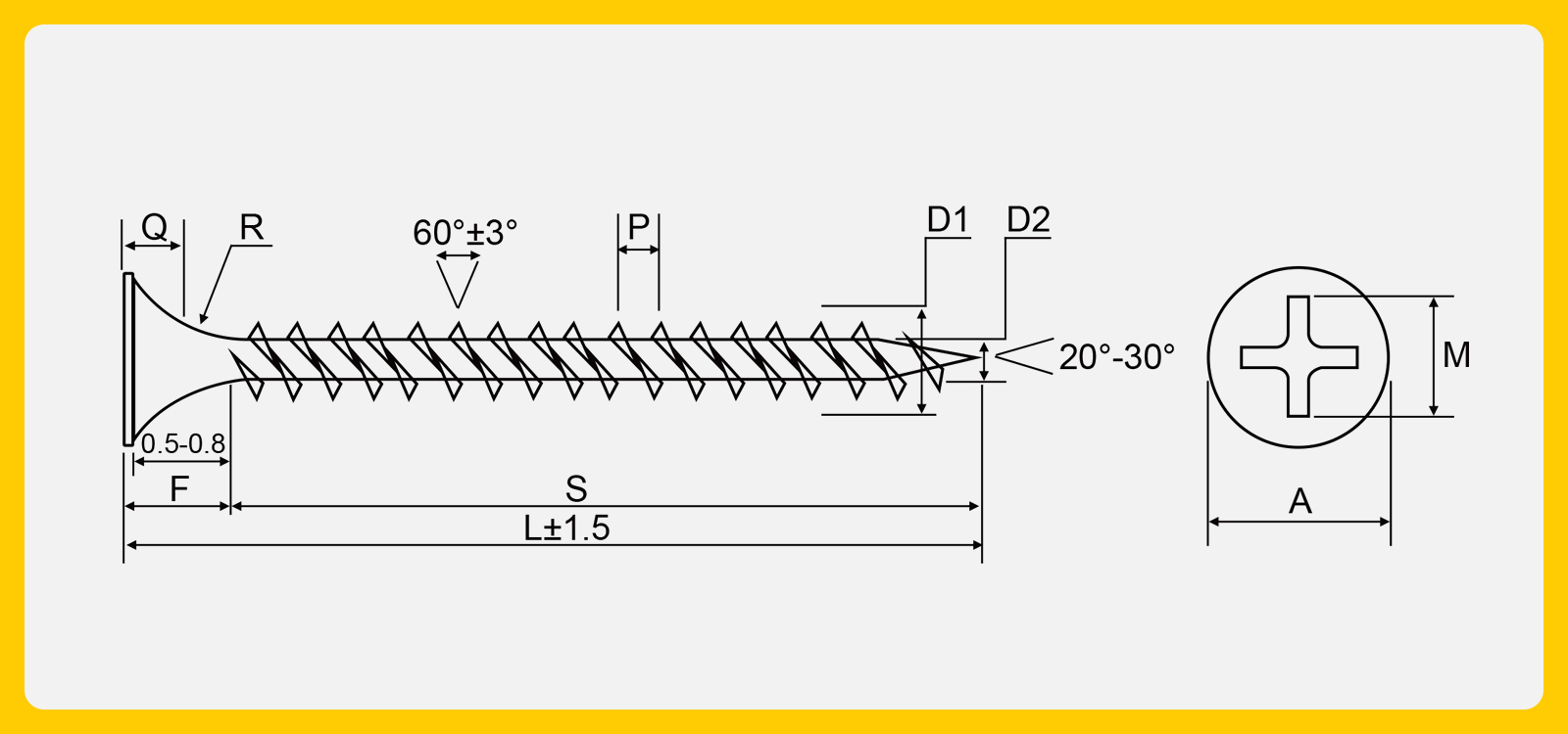 self tapping drywall screw drawing